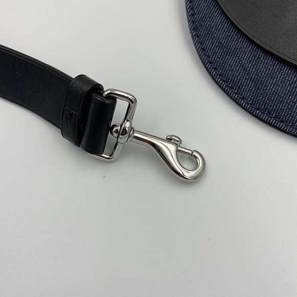 Theory Post Saddle Belt Bag Black with Navy Denim - Picture 6 of 9